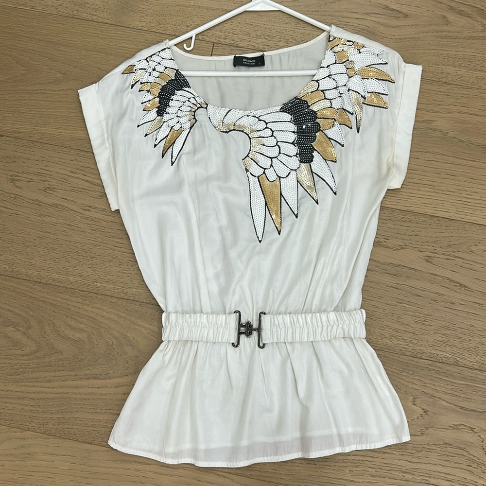 Beautiful, unique summer top with sequins